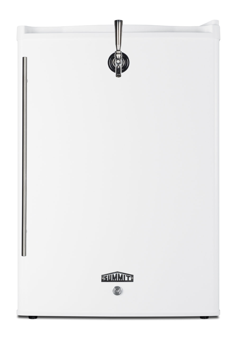 Compact commercially approved front tap beer dispenser in a classic white finish